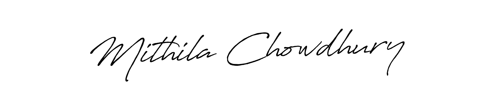 How to make Mithila Chowdhury name signature. Use Antro_Vectra_Bolder style for creating short signs online. This is the latest handwritten sign. Mithila Chowdhury signature style 7 images and pictures png
