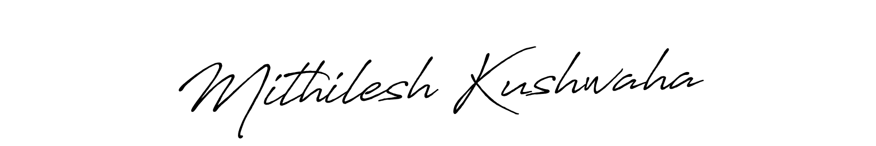 Create a beautiful signature design for name Mithilesh Kushwaha. With this signature (Antro_Vectra_Bolder) fonts, you can make a handwritten signature for free. Mithilesh Kushwaha signature style 7 images and pictures png