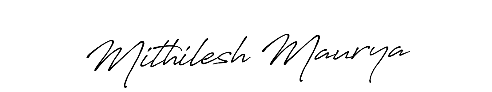 How to make Mithilesh Maurya name signature. Use Antro_Vectra_Bolder style for creating short signs online. This is the latest handwritten sign. Mithilesh Maurya signature style 7 images and pictures png