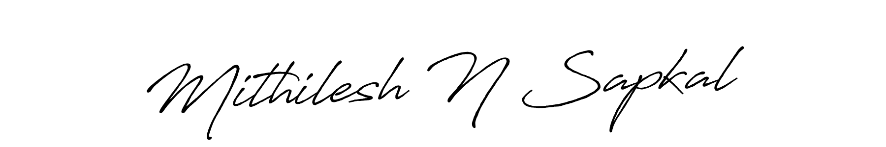 The best way (Antro_Vectra_Bolder) to make a short signature is to pick only two or three words in your name. The name Mithilesh N Sapkal include a total of six letters. For converting this name. Mithilesh N Sapkal signature style 7 images and pictures png