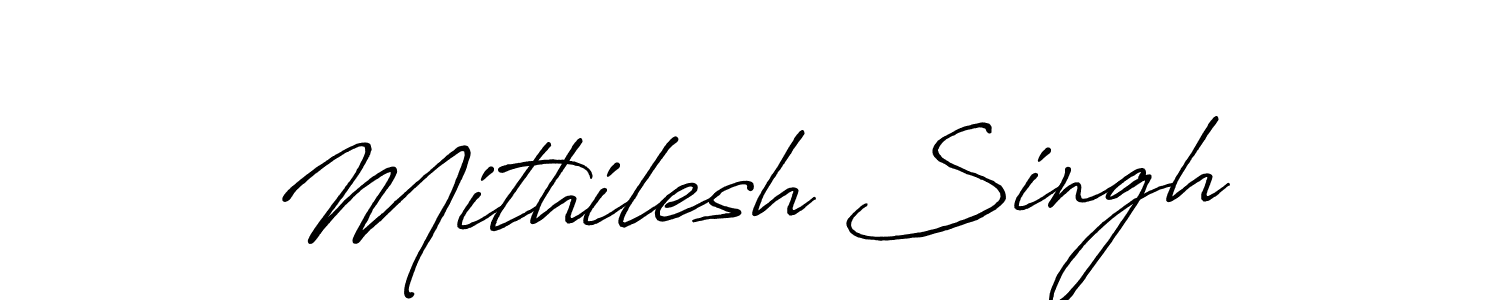 How to make Mithilesh Singh name signature. Use Antro_Vectra_Bolder style for creating short signs online. This is the latest handwritten sign. Mithilesh Singh signature style 7 images and pictures png