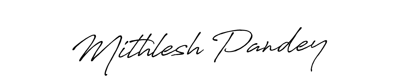 How to make Mithlesh Pandey name signature. Use Antro_Vectra_Bolder style for creating short signs online. This is the latest handwritten sign. Mithlesh Pandey signature style 7 images and pictures png