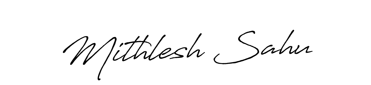 The best way (Antro_Vectra_Bolder) to make a short signature is to pick only two or three words in your name. The name Mithlesh Sahu include a total of six letters. For converting this name. Mithlesh Sahu signature style 7 images and pictures png