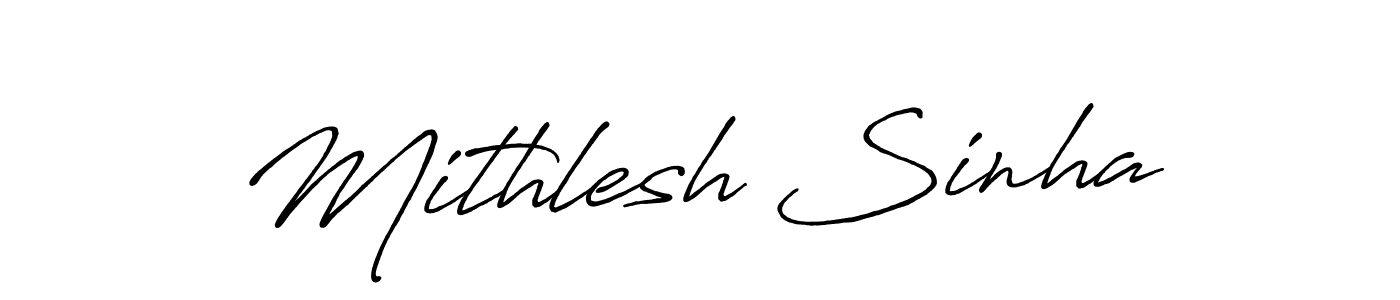 Make a beautiful signature design for name Mithlesh Sinha. With this signature (Antro_Vectra_Bolder) style, you can create a handwritten signature for free. Mithlesh Sinha signature style 7 images and pictures png