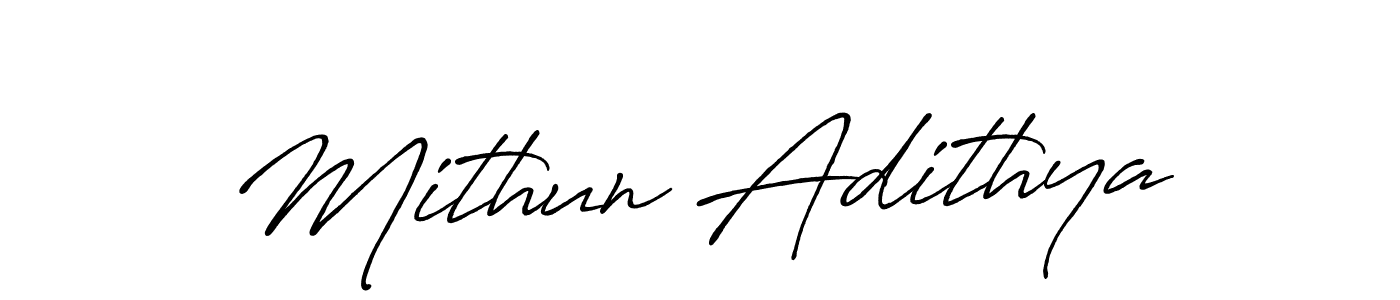 Make a beautiful signature design for name Mithun Adithya. With this signature (Antro_Vectra_Bolder) style, you can create a handwritten signature for free. Mithun Adithya signature style 7 images and pictures png