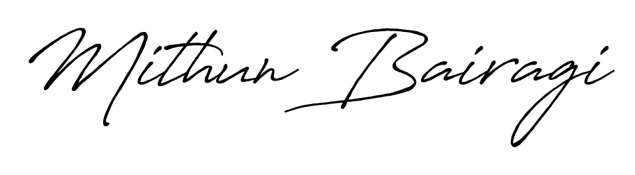 The Antro_Vectra_Bolder lettering style adds unique flourish to name Mithun Bairagi. Stand out with a custom digital autograph made in seconds. Mithun Bairagi signature style 7 images and pictures png