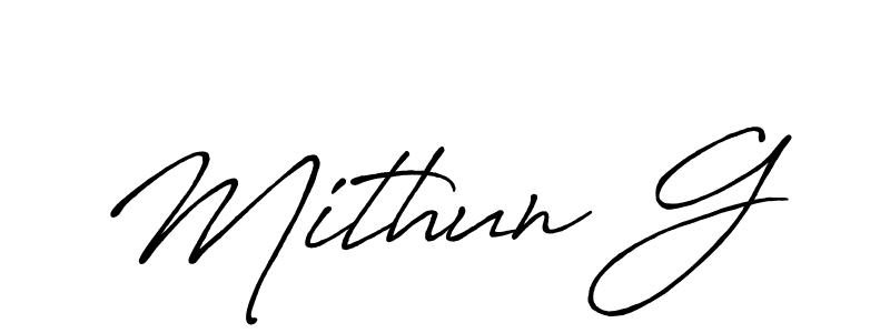 The best way (Antro_Vectra_Bolder) to make a short signature is to pick only two or three words in your name. The name Mithun G include a total of six letters. For converting this name. Mithun G signature style 7 images and pictures png