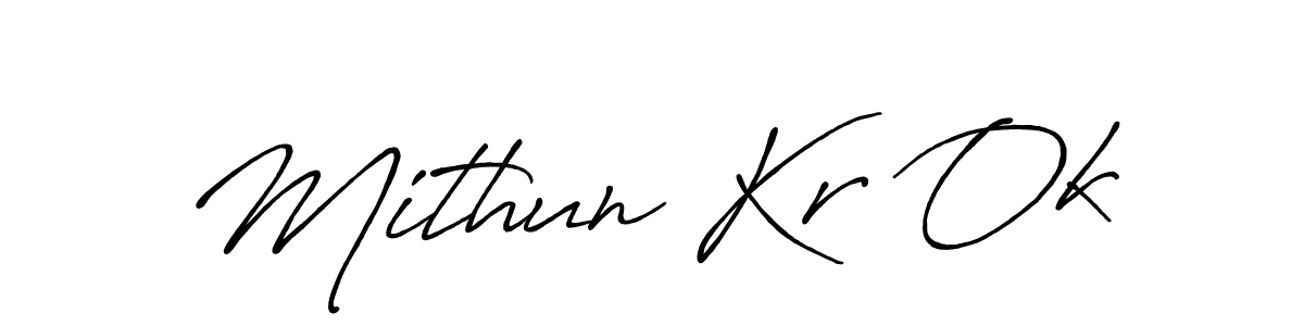 How to make Mithun Kr Ok name signature. Use Antro_Vectra_Bolder style for creating short signs online. This is the latest handwritten sign. Mithun Kr Ok signature style 7 images and pictures png