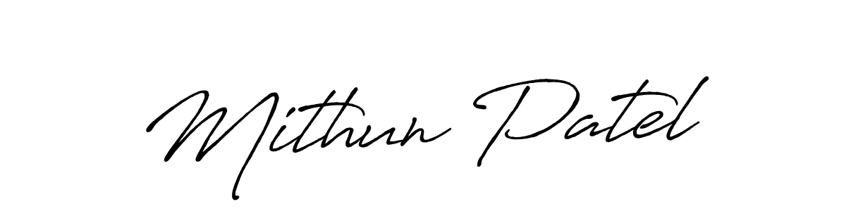 Create a beautiful signature design for name Mithun Patel. With this signature (Antro_Vectra_Bolder) fonts, you can make a handwritten signature for free. Mithun Patel signature style 7 images and pictures png