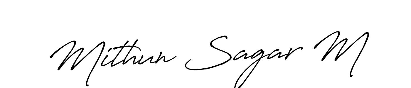 It looks lik you need a new signature style for name Mithun Sagar M. Design unique handwritten (Antro_Vectra_Bolder) signature with our free signature maker in just a few clicks. Mithun Sagar M signature style 7 images and pictures png