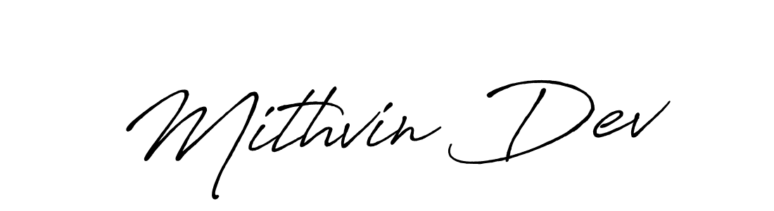 Mithvin Dev stylish signature style. Best Handwritten Sign (Antro_Vectra_Bolder) for my name. Handwritten Signature Collection Ideas for my name Mithvin Dev. Mithvin Dev signature style 7 images and pictures png