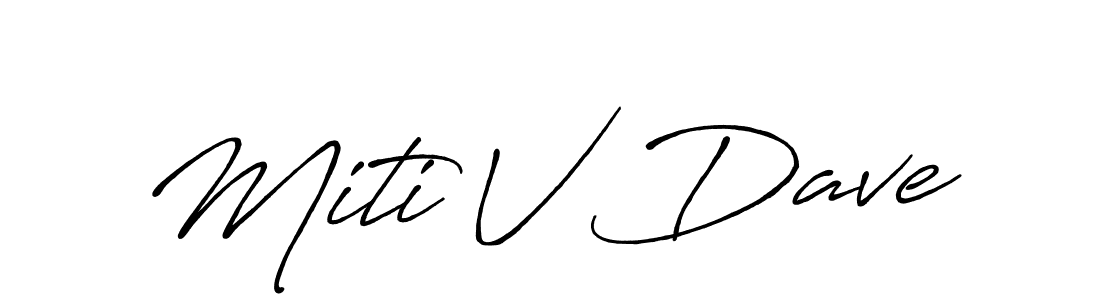 How to make Miti V Dave name signature. Use Antro_Vectra_Bolder style for creating short signs online. This is the latest handwritten sign. Miti V Dave signature style 7 images and pictures png