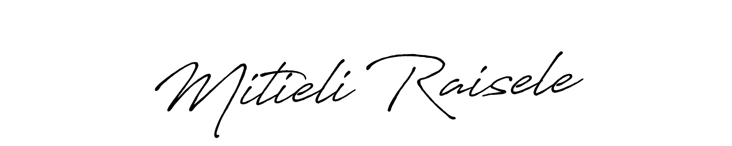 How to make Mitieli Raisele name signature. Use Antro_Vectra_Bolder style for creating short signs online. This is the latest handwritten sign. Mitieli Raisele signature style 7 images and pictures png