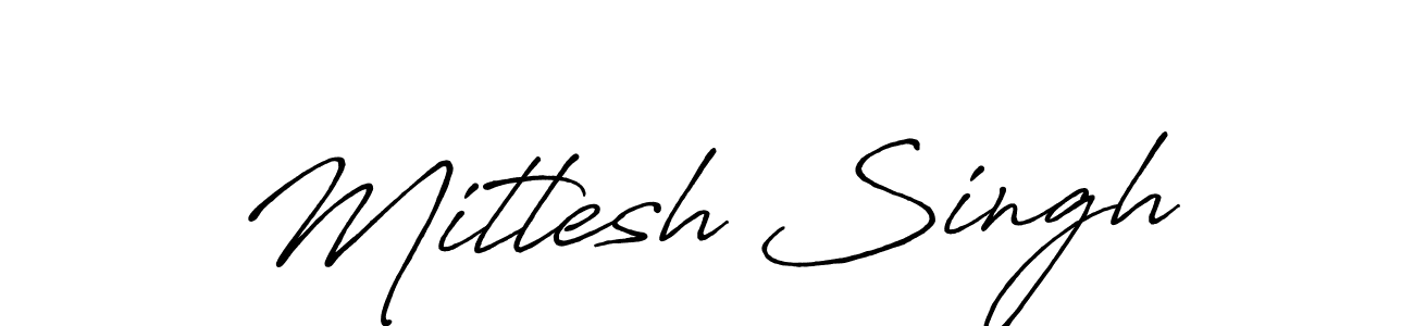 How to make Mitlesh Singh name signature. Use Antro_Vectra_Bolder style for creating short signs online. This is the latest handwritten sign. Mitlesh Singh signature style 7 images and pictures png