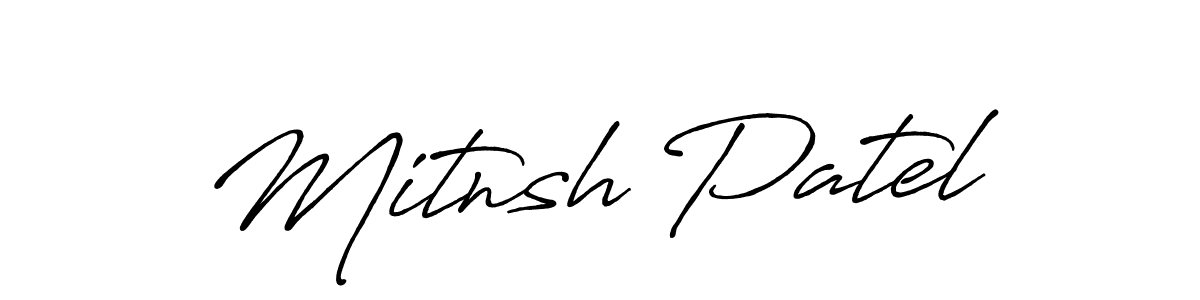 The best way (Antro_Vectra_Bolder) to make a short signature is to pick only two or three words in your name. The name Mitnsh Patel include a total of six letters. For converting this name. Mitnsh Patel signature style 7 images and pictures png