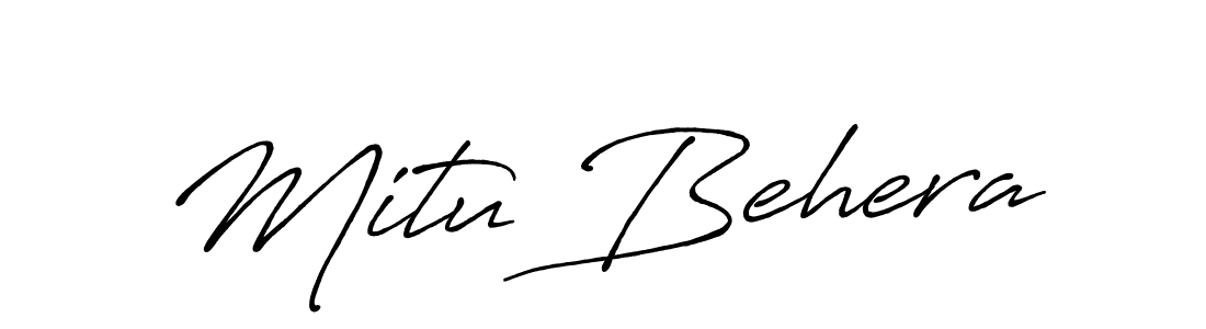 How to make Mitu Behera name signature. Use Antro_Vectra_Bolder style for creating short signs online. This is the latest handwritten sign. Mitu Behera signature style 7 images and pictures png