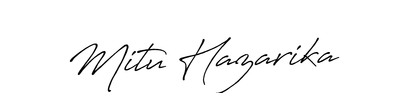 How to make Mitu Hazarika name signature. Use Antro_Vectra_Bolder style for creating short signs online. This is the latest handwritten sign. Mitu Hazarika signature style 7 images and pictures png