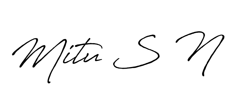 if you are searching for the best signature style for your name Mitu S N. so please give up your signature search. here we have designed multiple signature styles  using Antro_Vectra_Bolder. Mitu S N signature style 7 images and pictures png