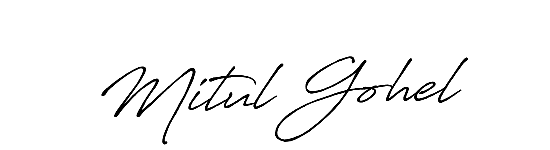 Make a beautiful signature design for name Mitul Gohel. With this signature (Antro_Vectra_Bolder) style, you can create a handwritten signature for free. Mitul Gohel signature style 7 images and pictures png