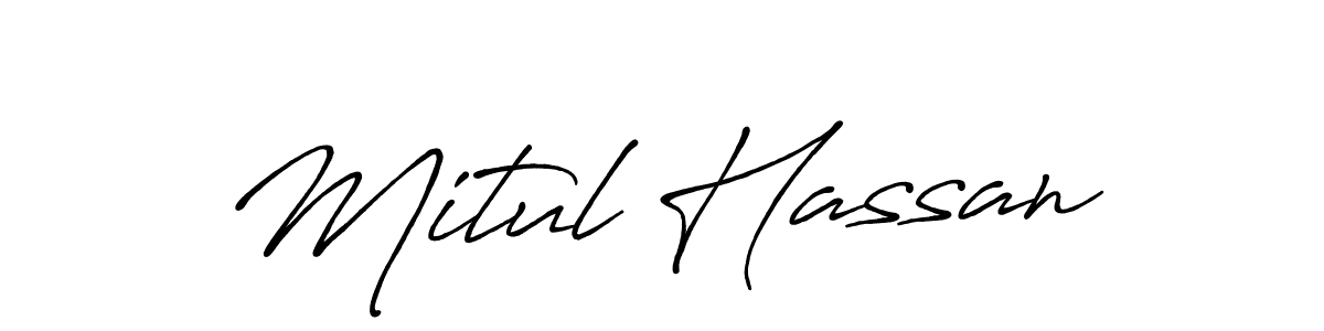Create a beautiful signature design for name Mitul Hassan. With this signature (Antro_Vectra_Bolder) fonts, you can make a handwritten signature for free. Mitul Hassan signature style 7 images and pictures png
