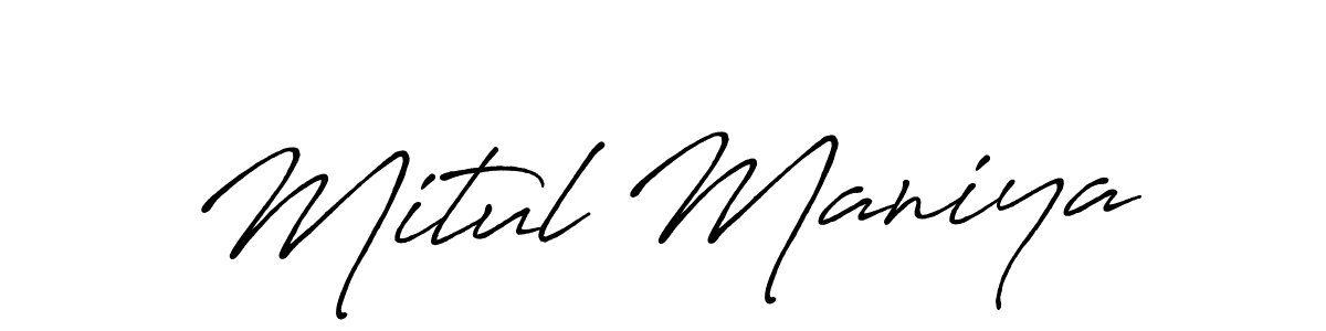 Create a beautiful signature design for name Mitul Maniya. With this signature (Antro_Vectra_Bolder) fonts, you can make a handwritten signature for free. Mitul Maniya signature style 7 images and pictures png