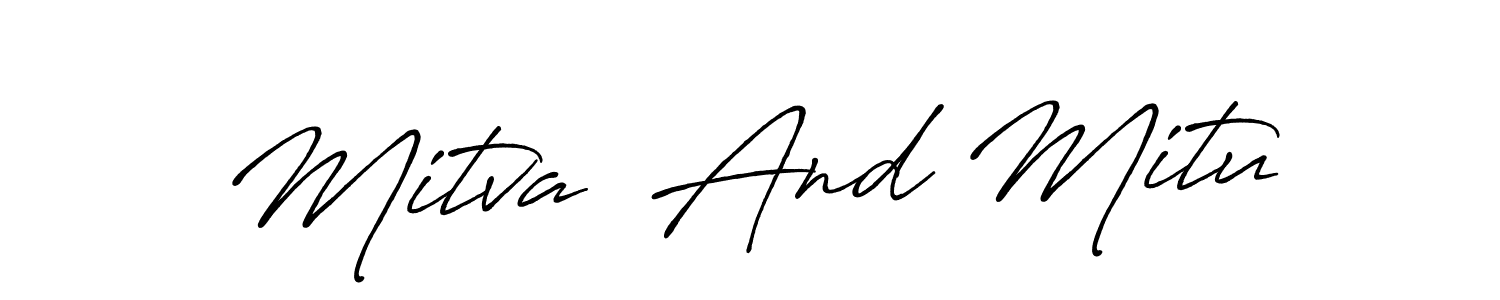 The best way (Antro_Vectra_Bolder) to make a short signature is to pick only two or three words in your name. The name Mitva  And Mitu include a total of six letters. For converting this name. Mitva  And Mitu signature style 7 images and pictures png