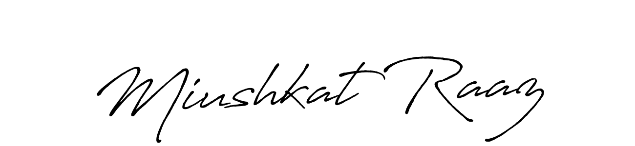 The best way (Antro_Vectra_Bolder) to make a short signature is to pick only two or three words in your name. The name Miushkat Raaz include a total of six letters. For converting this name. Miushkat Raaz signature style 7 images and pictures png