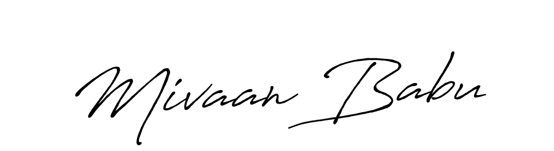 The best way (Antro_Vectra_Bolder) to make a short signature is to pick only two or three words in your name. The name Mivaan Babu include a total of six letters. For converting this name. Mivaan Babu signature style 7 images and pictures png