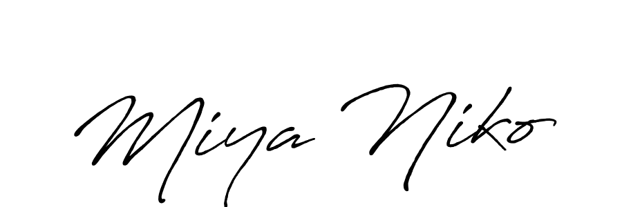 You should practise on your own different ways (Antro_Vectra_Bolder) to write your name (Miya Niko) in signature. don't let someone else do it for you. Miya Niko signature style 7 images and pictures png