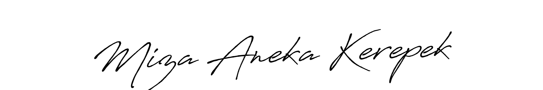 Also You can easily find your signature by using the search form. We will create Miza Aneka Kerepek name handwritten signature images for you free of cost using Antro_Vectra_Bolder sign style. Miza Aneka Kerepek signature style 7 images and pictures png