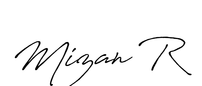 Use a signature maker to create a handwritten signature online. With this signature software, you can design (Antro_Vectra_Bolder) your own signature for name Mizan R. Mizan R signature style 7 images and pictures png