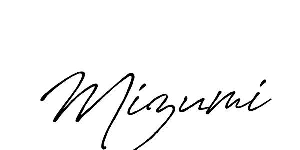 Use a signature maker to create a handwritten signature online. With this signature software, you can design (Antro_Vectra_Bolder) your own signature for name Mizumi. Mizumi signature style 7 images and pictures png