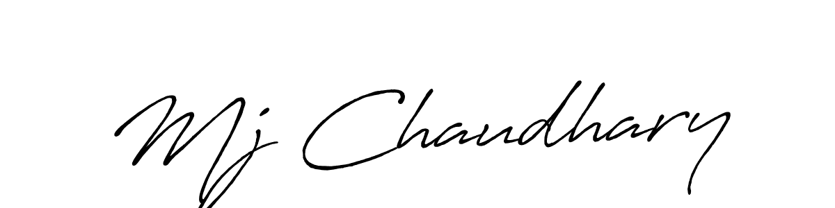 Make a beautiful signature design for name Mj Chaudhary. With this signature (Antro_Vectra_Bolder) style, you can create a handwritten signature for free. Mj Chaudhary signature style 7 images and pictures png