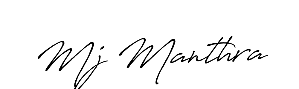 How to make Mj Manthra name signature. Use Antro_Vectra_Bolder style for creating short signs online. This is the latest handwritten sign. Mj Manthra signature style 7 images and pictures png