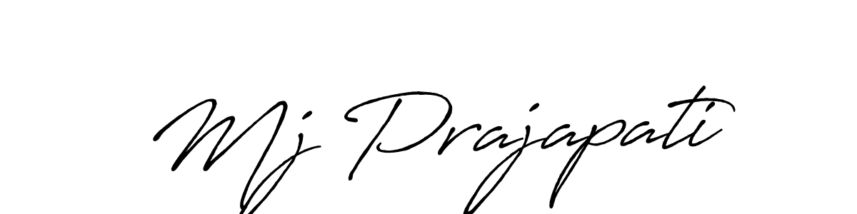 How to make Mj Prajapati name signature. Use Antro_Vectra_Bolder style for creating short signs online. This is the latest handwritten sign. Mj Prajapati signature style 7 images and pictures png