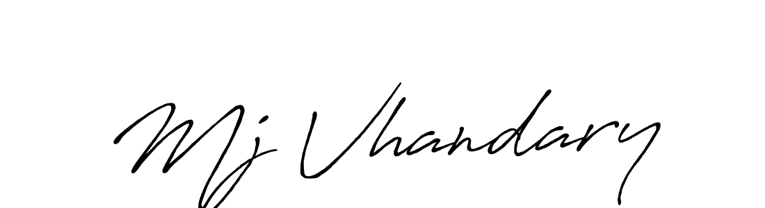 How to make Mj Vhandary name signature. Use Antro_Vectra_Bolder style for creating short signs online. This is the latest handwritten sign. Mj Vhandary signature style 7 images and pictures png