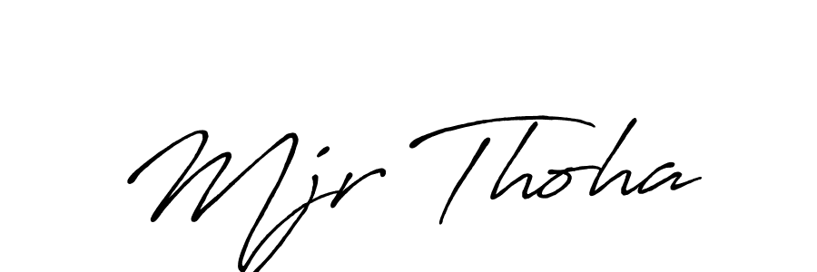 This is the best signature style for the Mjr Thoha name. Also you like these signature font (Antro_Vectra_Bolder). Mix name signature. Mjr Thoha signature style 7 images and pictures png