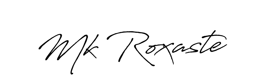 How to make Mk Roxaste name signature. Use Antro_Vectra_Bolder style for creating short signs online. This is the latest handwritten sign. Mk Roxaste signature style 7 images and pictures png