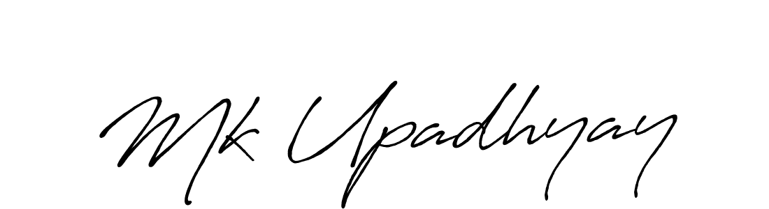 How to make Mk Upadhyay name signature. Use Antro_Vectra_Bolder style for creating short signs online. This is the latest handwritten sign. Mk Upadhyay signature style 7 images and pictures png