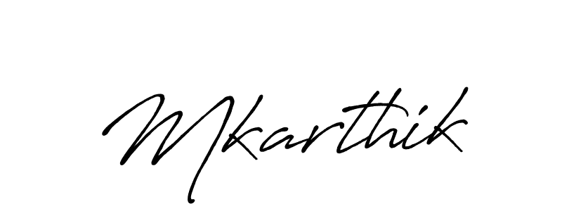 Create a beautiful signature design for name Mkarthik. With this signature (Antro_Vectra_Bolder) fonts, you can make a handwritten signature for free. Mkarthik signature style 7 images and pictures png
