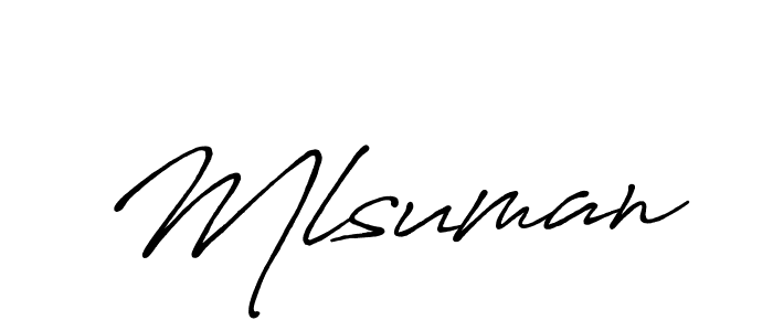 Create a beautiful signature design for name Mlsuman. With this signature (Antro_Vectra_Bolder) fonts, you can make a handwritten signature for free. Mlsuman signature style 7 images and pictures png