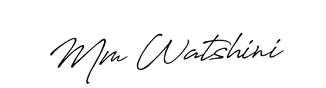 Similarly Antro_Vectra_Bolder is the best handwritten signature design. Signature creator online .You can use it as an online autograph creator for name Mm Watshini. Mm Watshini signature style 7 images and pictures png