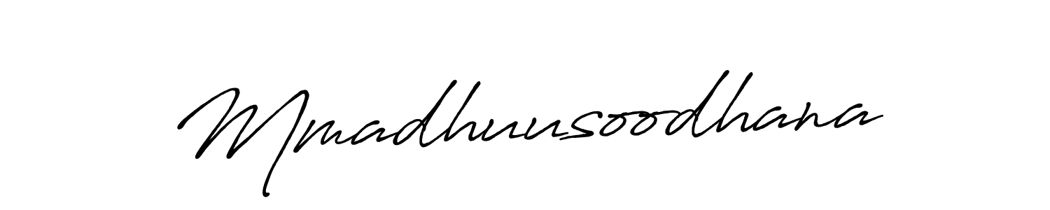 How to make Mmadhuusoodhana name signature. Use Antro_Vectra_Bolder style for creating short signs online. This is the latest handwritten sign. Mmadhuusoodhana signature style 7 images and pictures png