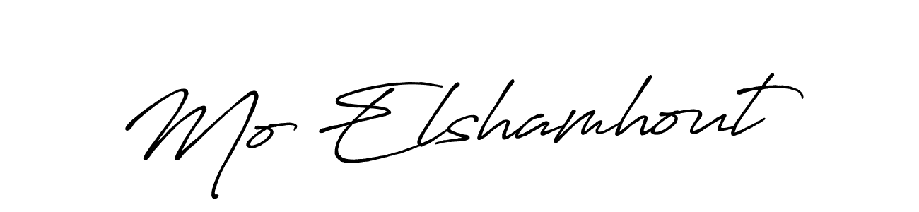 How to make Mo Elshamhout name signature. Use Antro_Vectra_Bolder style for creating short signs online. This is the latest handwritten sign. Mo Elshamhout signature style 7 images and pictures png