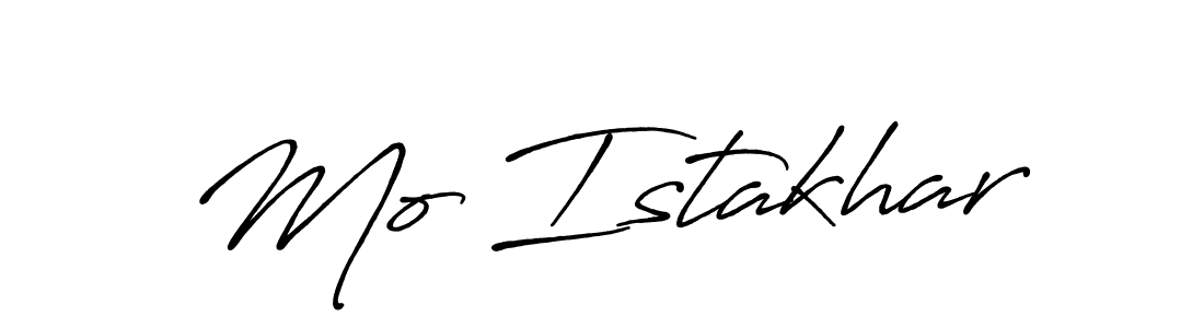 Create a beautiful signature design for name Mo Istakhar. With this signature (Antro_Vectra_Bolder) fonts, you can make a handwritten signature for free. Mo Istakhar signature style 7 images and pictures png