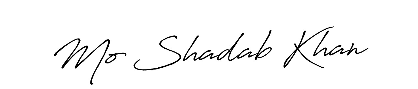 The best way (Antro_Vectra_Bolder) to make a short signature is to pick only two or three words in your name. The name Mo Shadab Khan include a total of six letters. For converting this name. Mo Shadab Khan signature style 7 images and pictures png