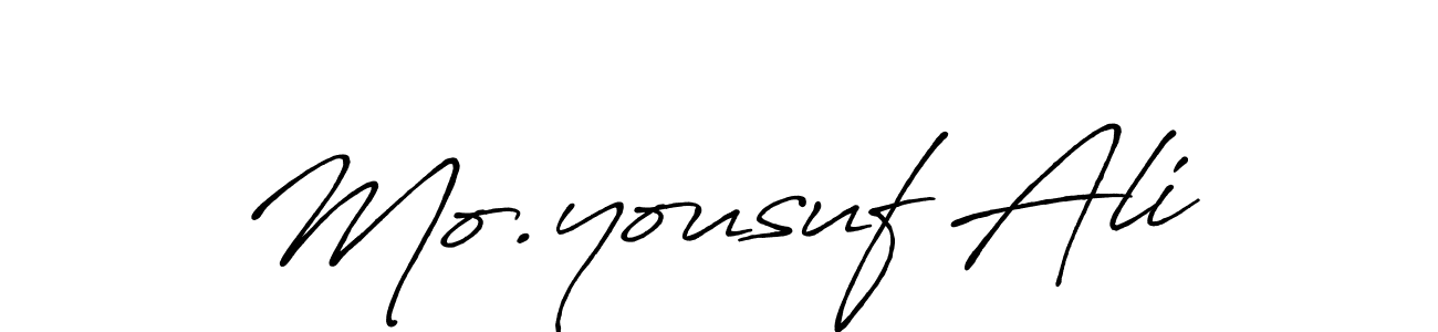 How to make Mo.yousuf Ali name signature. Use Antro_Vectra_Bolder style for creating short signs online. This is the latest handwritten sign. Mo.yousuf Ali signature style 7 images and pictures png