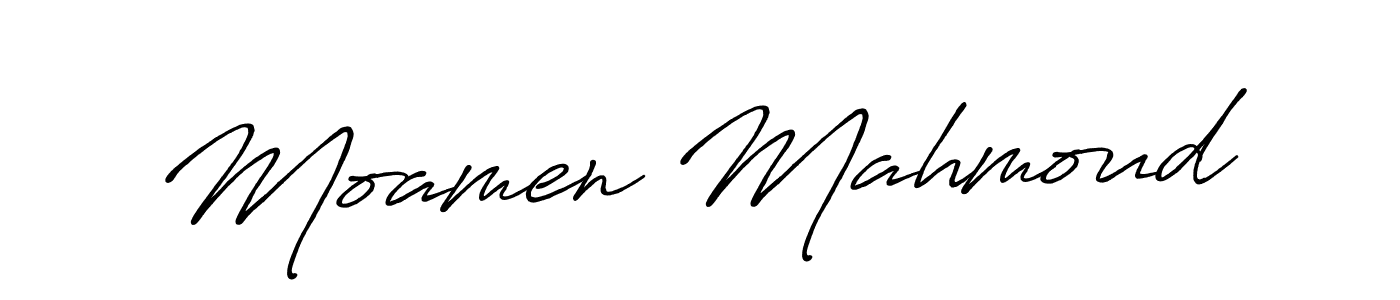 Use a signature maker to create a handwritten signature online. With this signature software, you can design (Antro_Vectra_Bolder) your own signature for name Moamen Mahmoud. Moamen Mahmoud signature style 7 images and pictures png