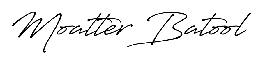 Get inspired by this graceful Antro_Vectra_Bolder signature style for name Moatter Batool. Smooth loops and balanced proportions for everyday use. Moatter Batool signature style 7 images and pictures png