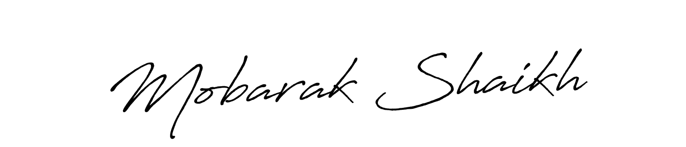 Make a beautiful signature design for name Mobarak Shaikh. With this signature (Antro_Vectra_Bolder) style, you can create a handwritten signature for free. Mobarak Shaikh signature style 7 images and pictures png